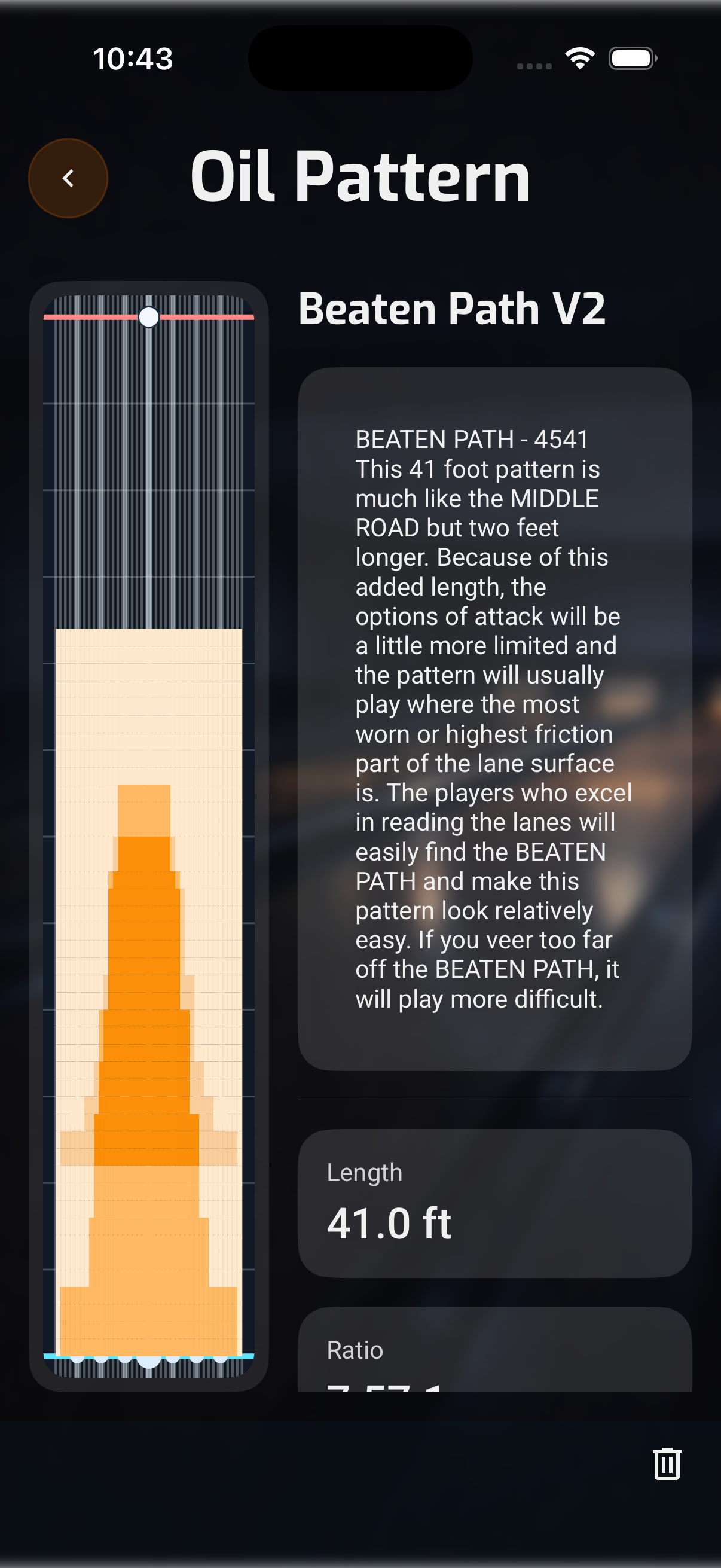 Oil pattern detail screen
