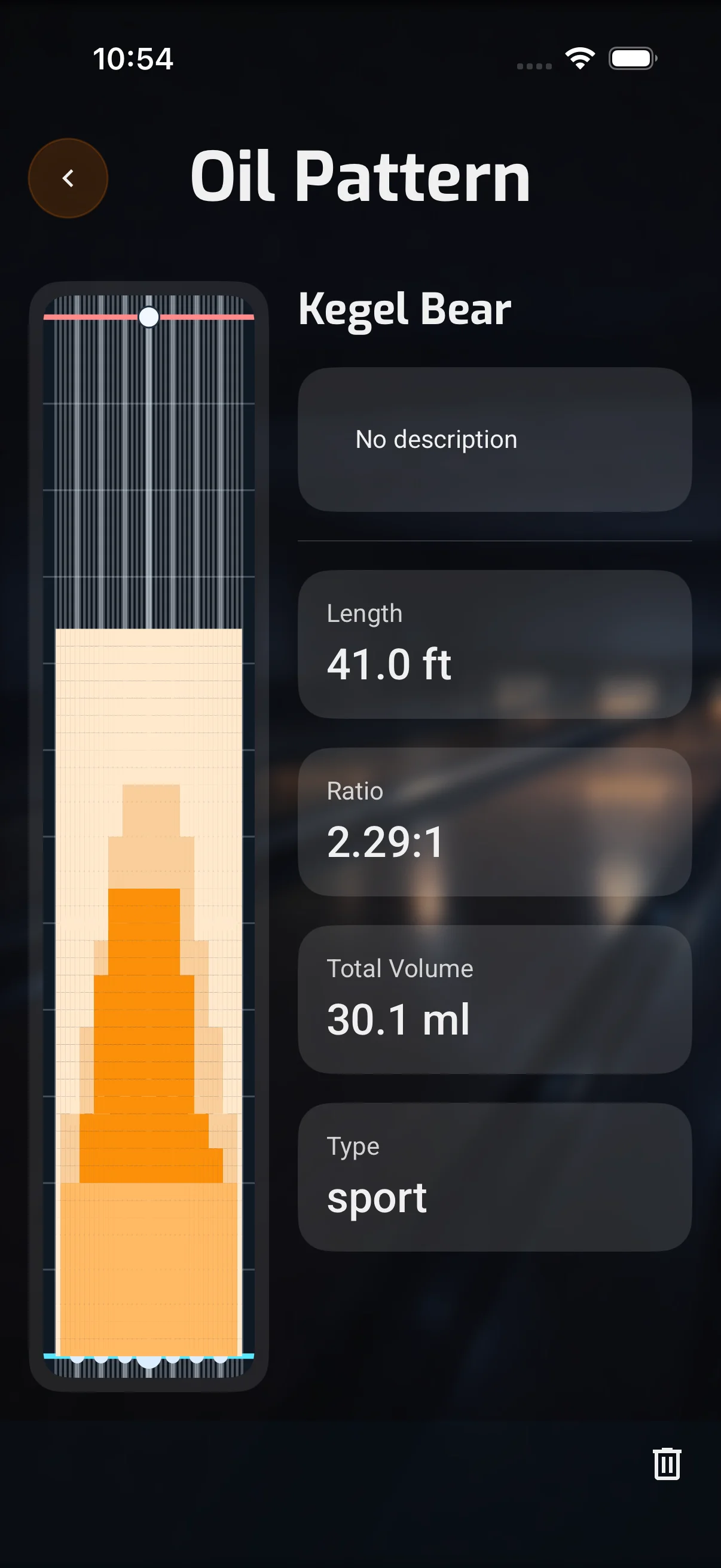 Oil pattern detail screen